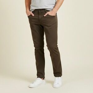 KR3W Slim Chino Pants Olive Brown Cotton Stretch 34x29 Casual Everyday Comfort